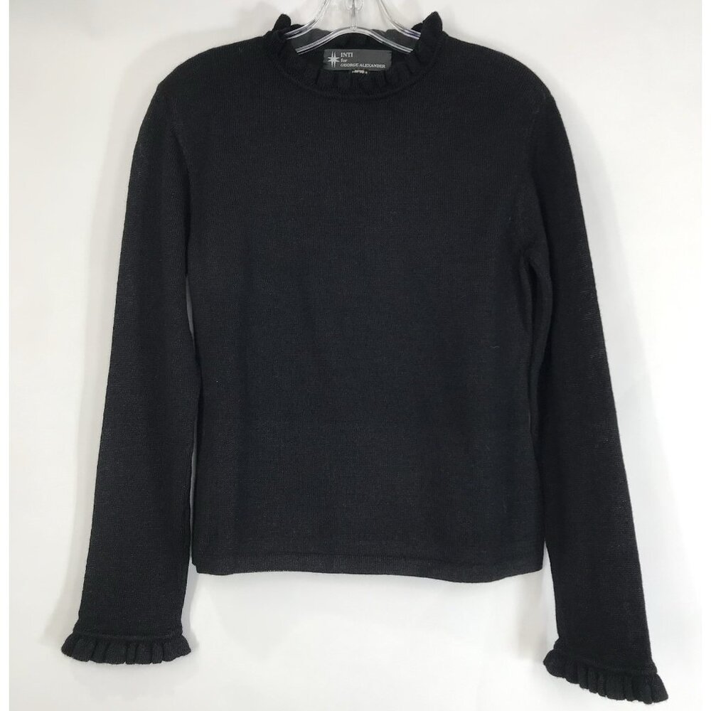 Inti By George Alexander Sweater‎ Womens Size Small Black Alpaca Silk
